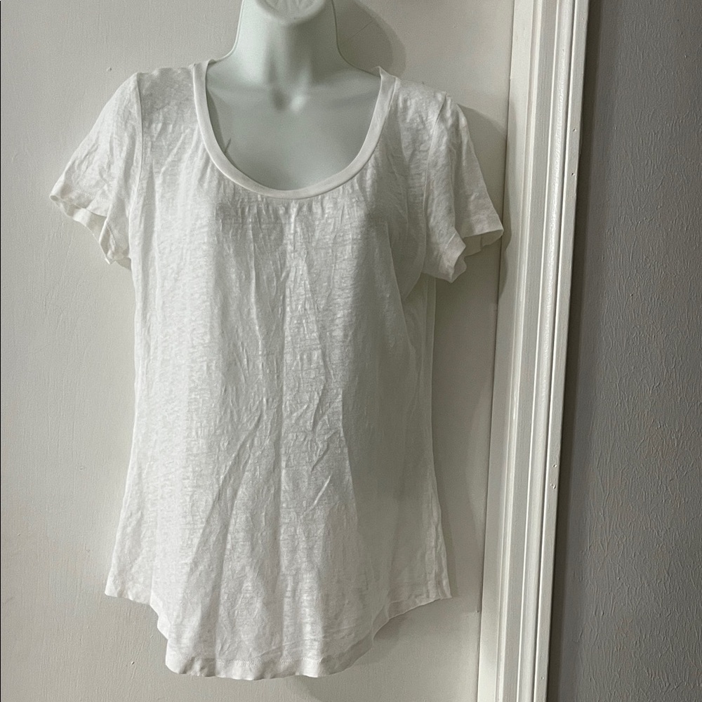 Banana Republic Linen White Short Sleeve Tee